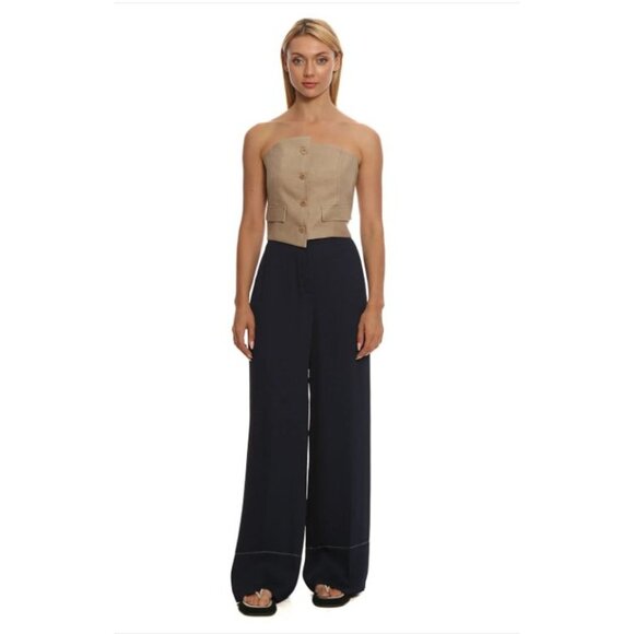 Elizabeth And James Harmon Wide-Leg Navy Pants Size 0 Womens Elegant Trousers - Picture 2 of 7